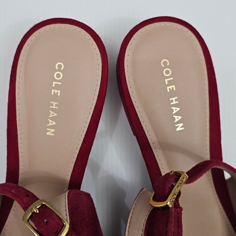 Cole Haan Mazie Slingback Flat Womens 9.5 Rio Red Suede Pointed Toe Low Heel NEW - Picture 7 of 13